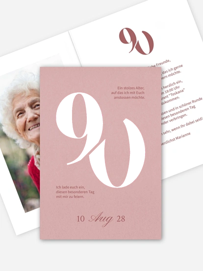 Einladung 90. Geburtstag Stolze Zahl