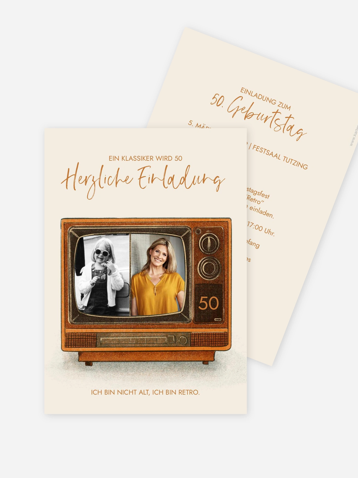 Einladung 50. Geburtstag Retro TV