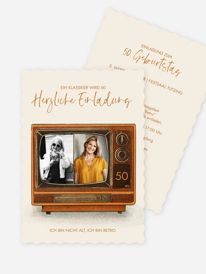 Einladung 50. Geburtstag Retro TV