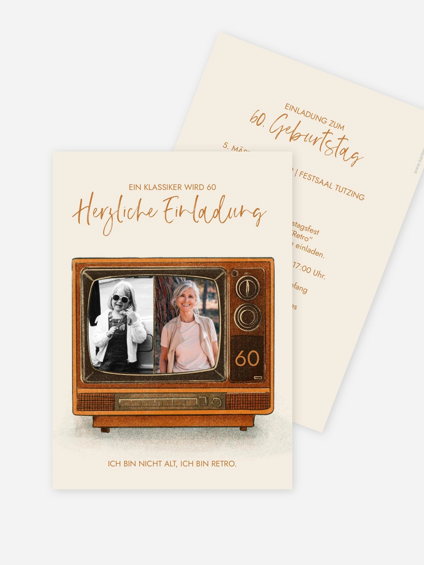 Einladung 60. Geburtstag Retro TV