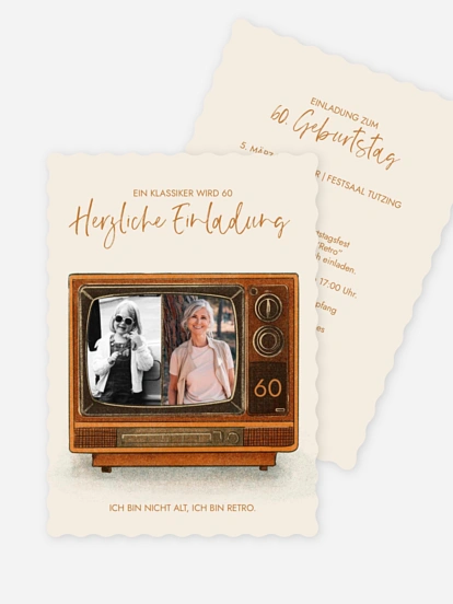 Einladung 60. Geburtstag Retro TV