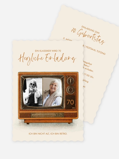 Einladung 70. Geburtstag Retro TV