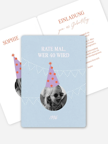 Einladung 40. Geburtstag Party-Hut