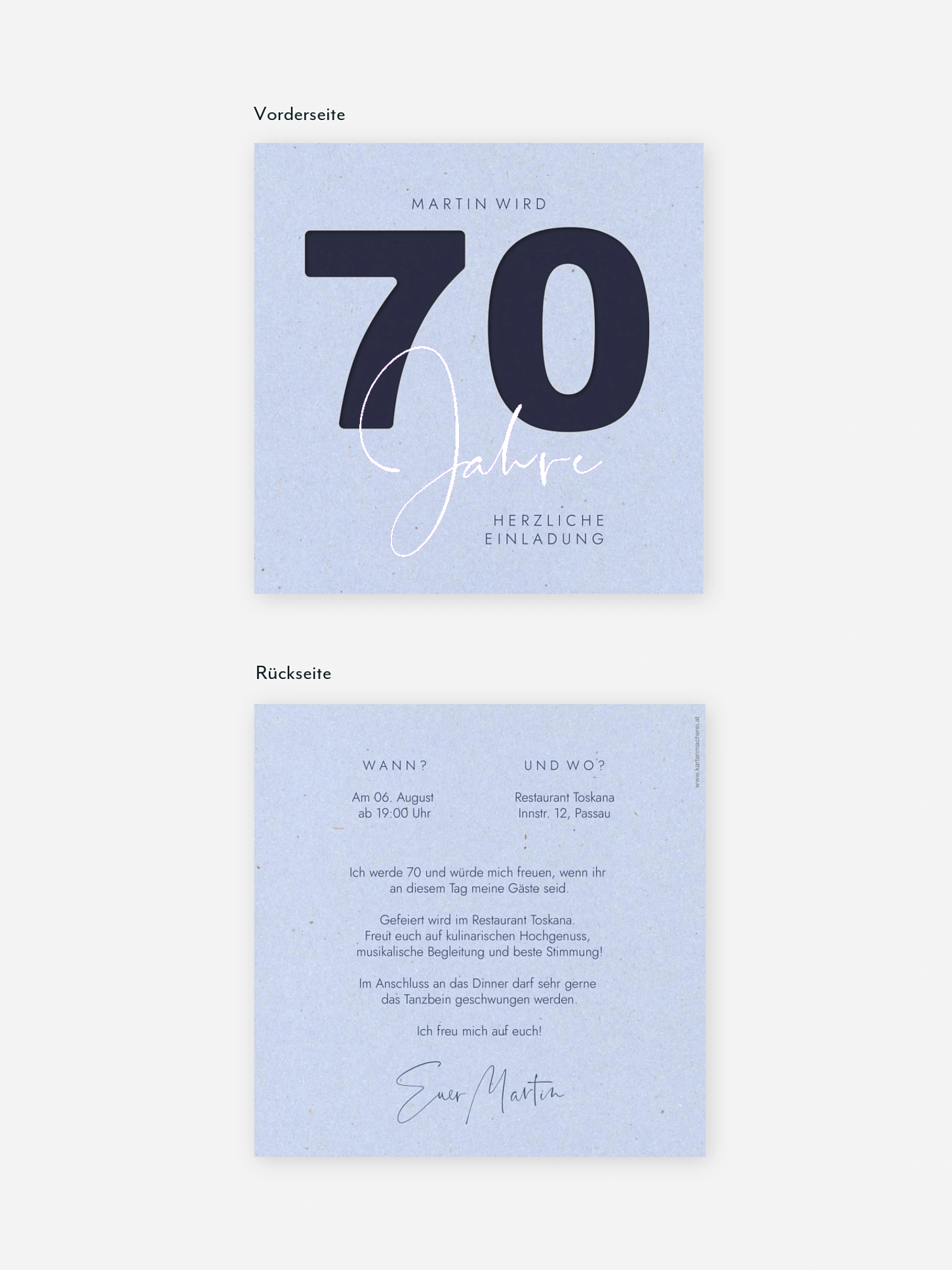 Einladung 70. Geburtstag Simple Number