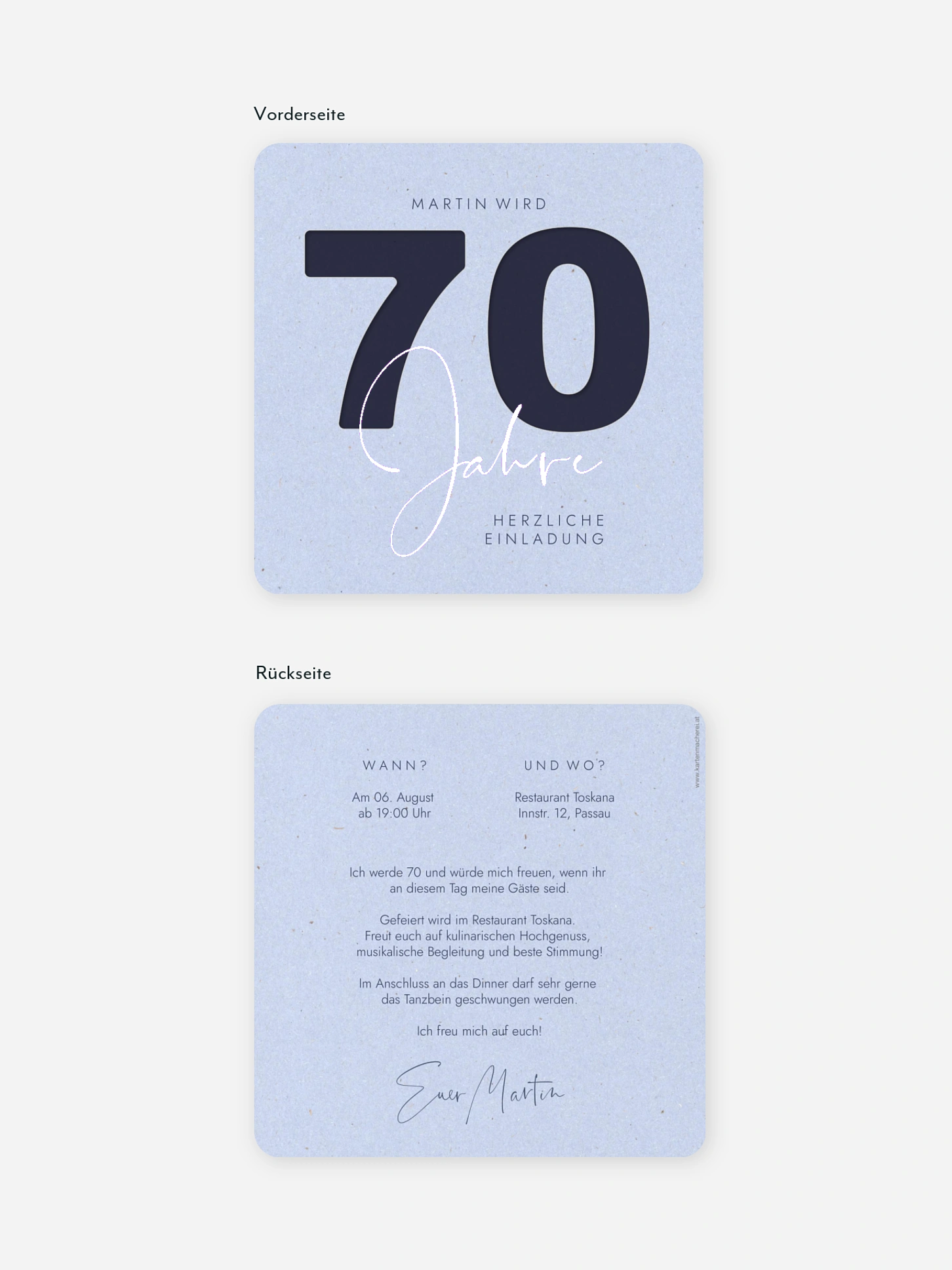 Einladung 70. Geburtstag Simple Number