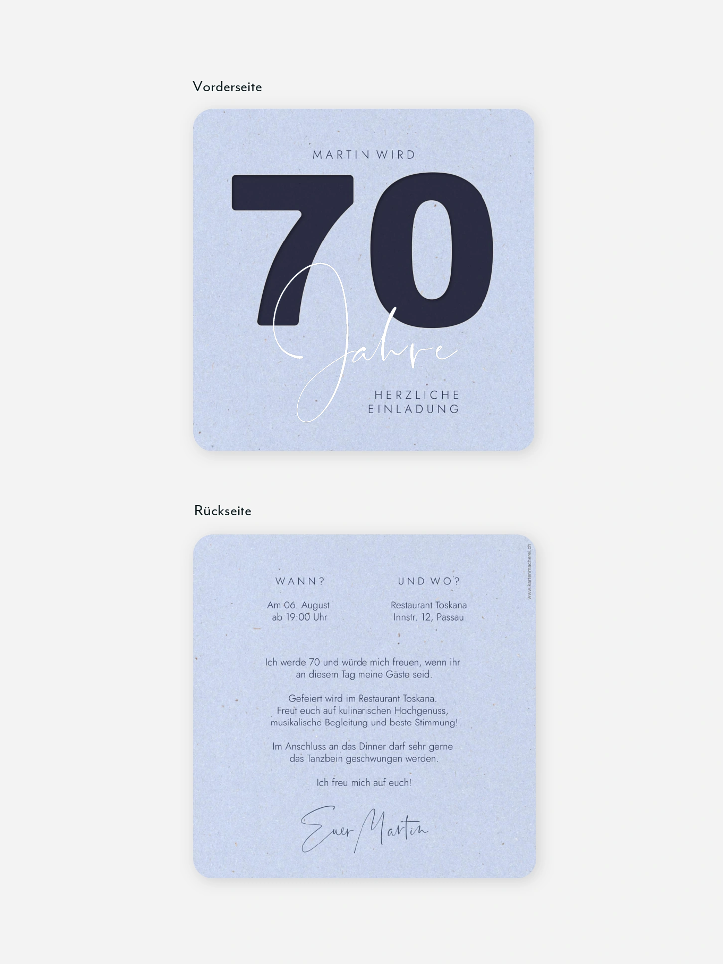Einladung 70. Geburtstag Simple Number