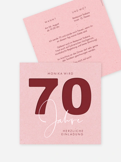 Einladung 70. Geburtstag Simple Number