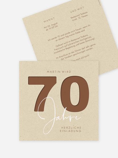 Einladung 70. Geburtstag Simple Number