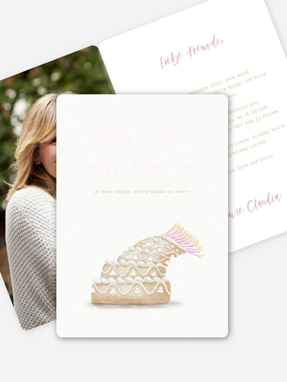 Einladung 60. Geburtstag Collapsing Cake