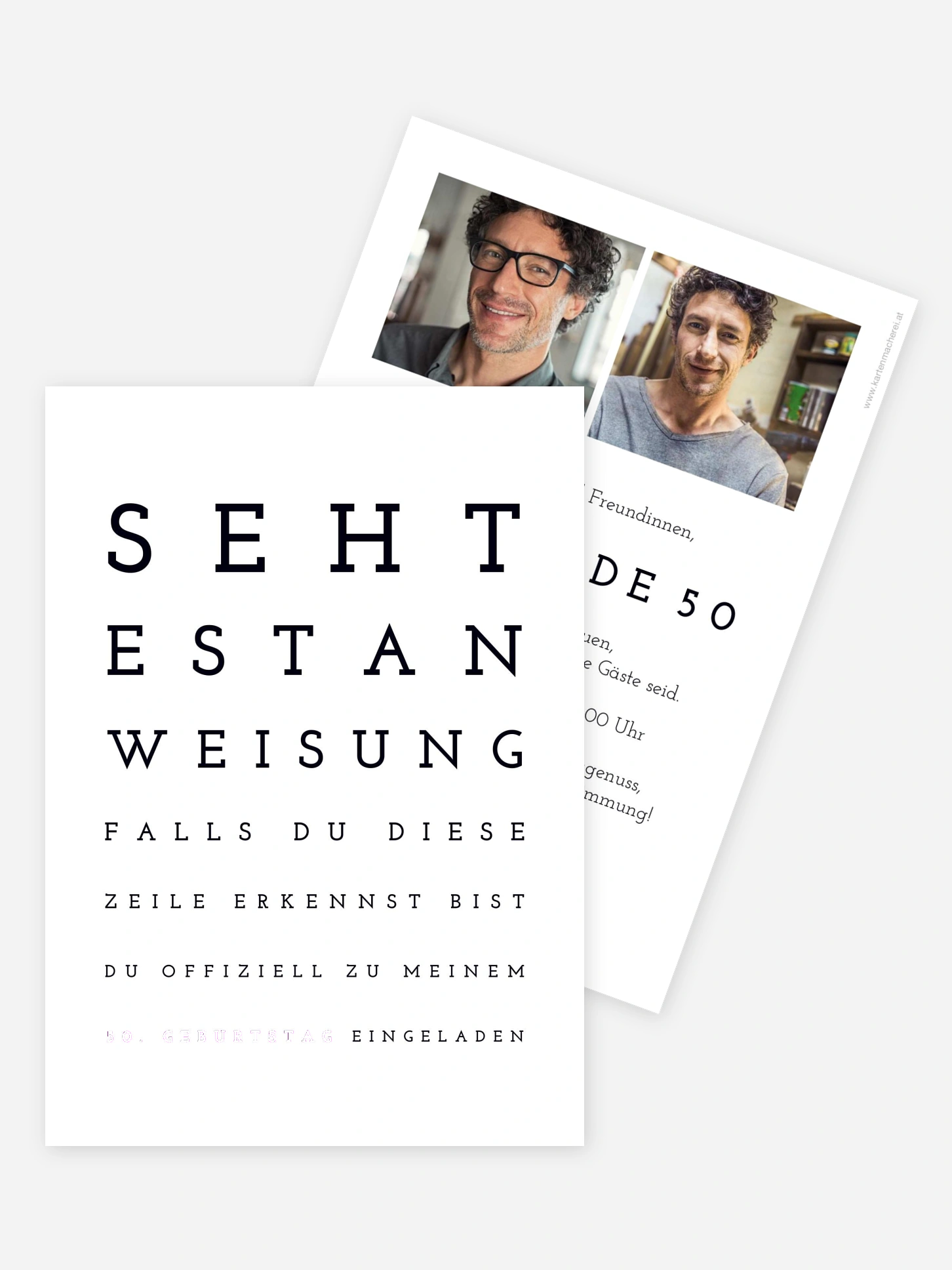 Einladung 50. Geburtstag Sehtest