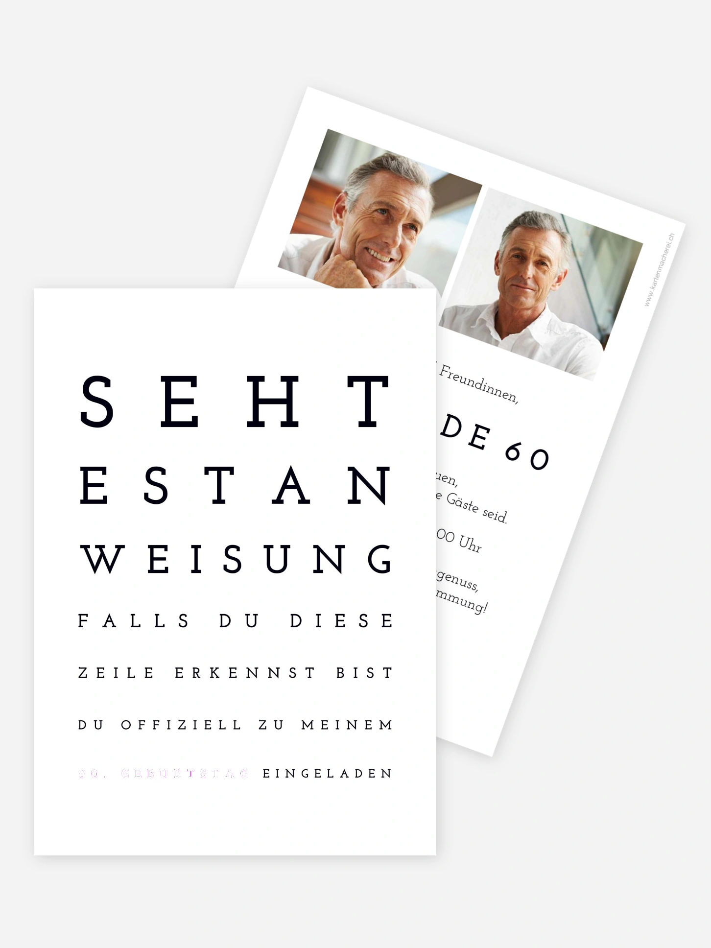 Einladung 60. Geburtstag Sehtest