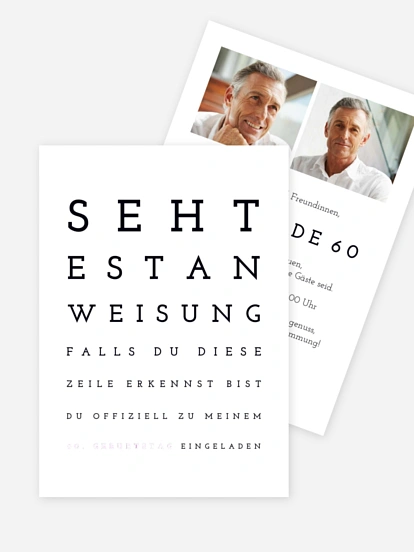 Einladung 60. Geburtstag Sehtest