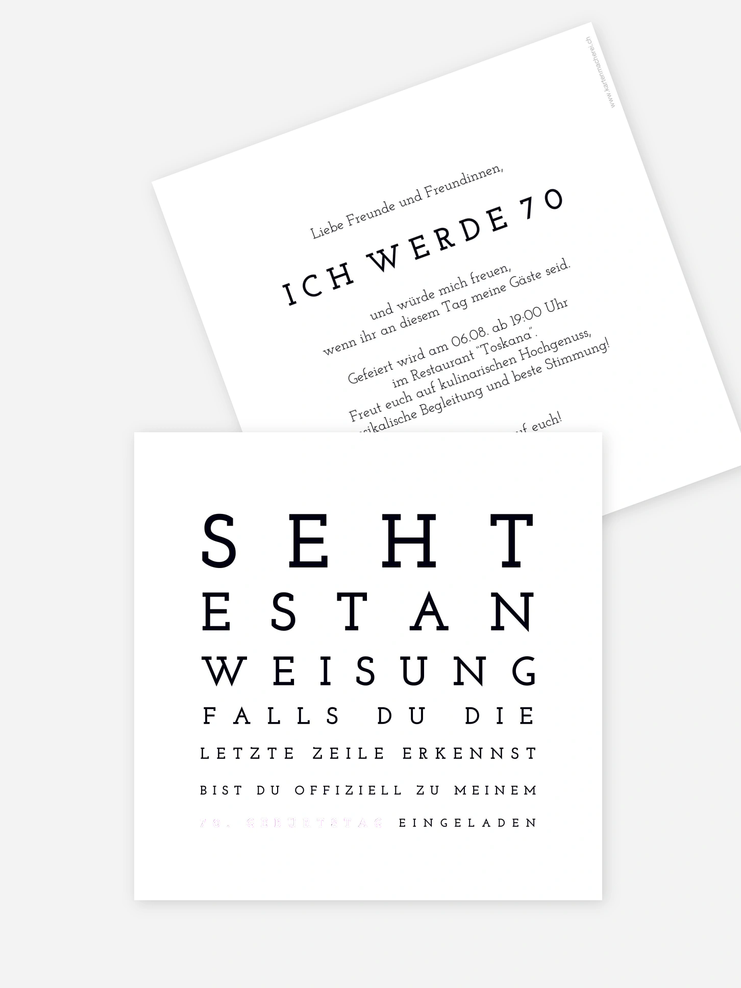 Einladung 70. Geburtstag Sehtest