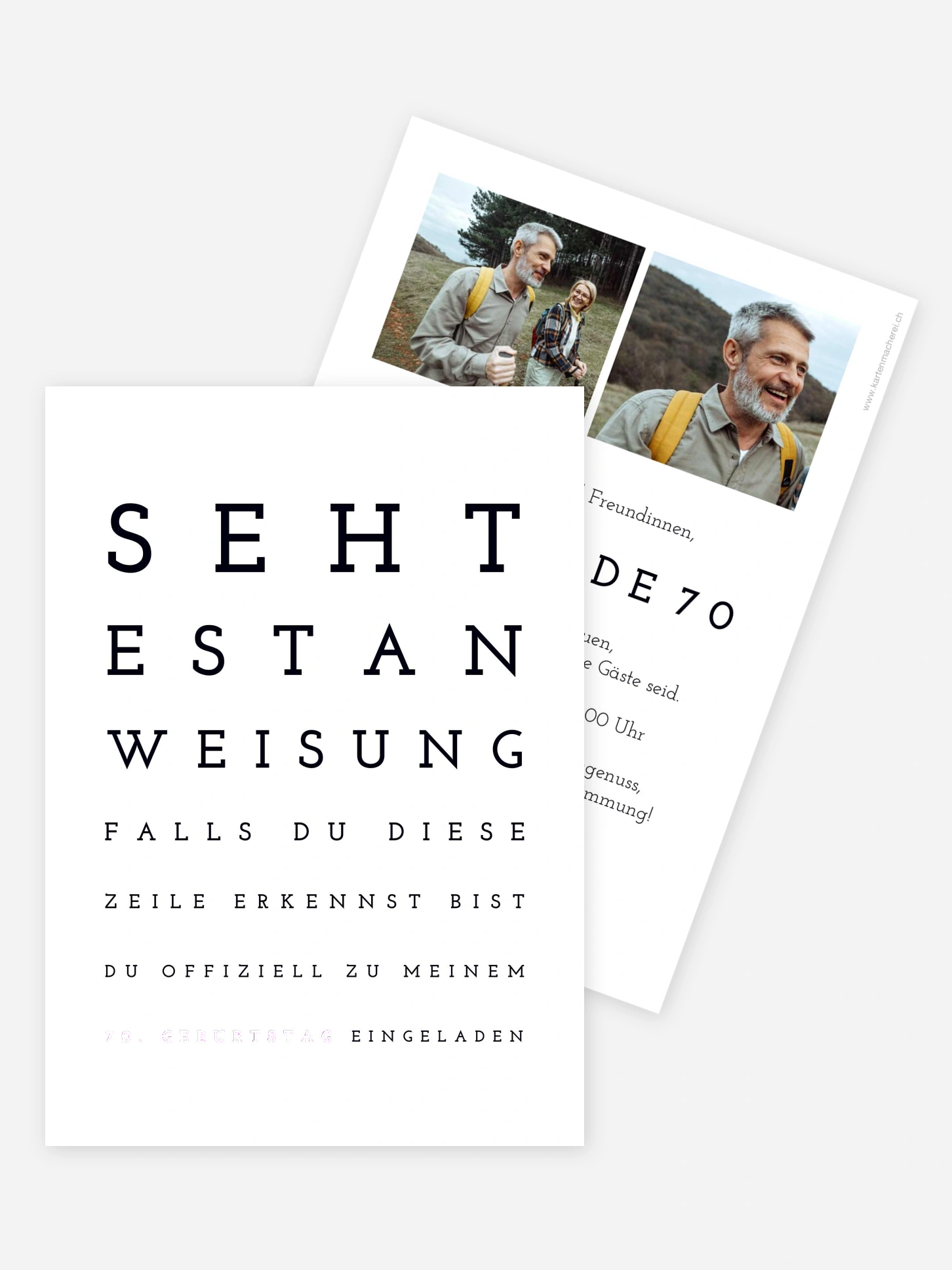 Einladung 70. Geburtstag Sehtest