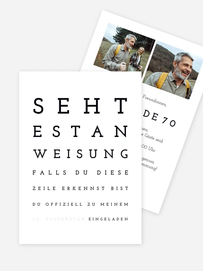 Einladung 70. Geburtstag Sehtest
