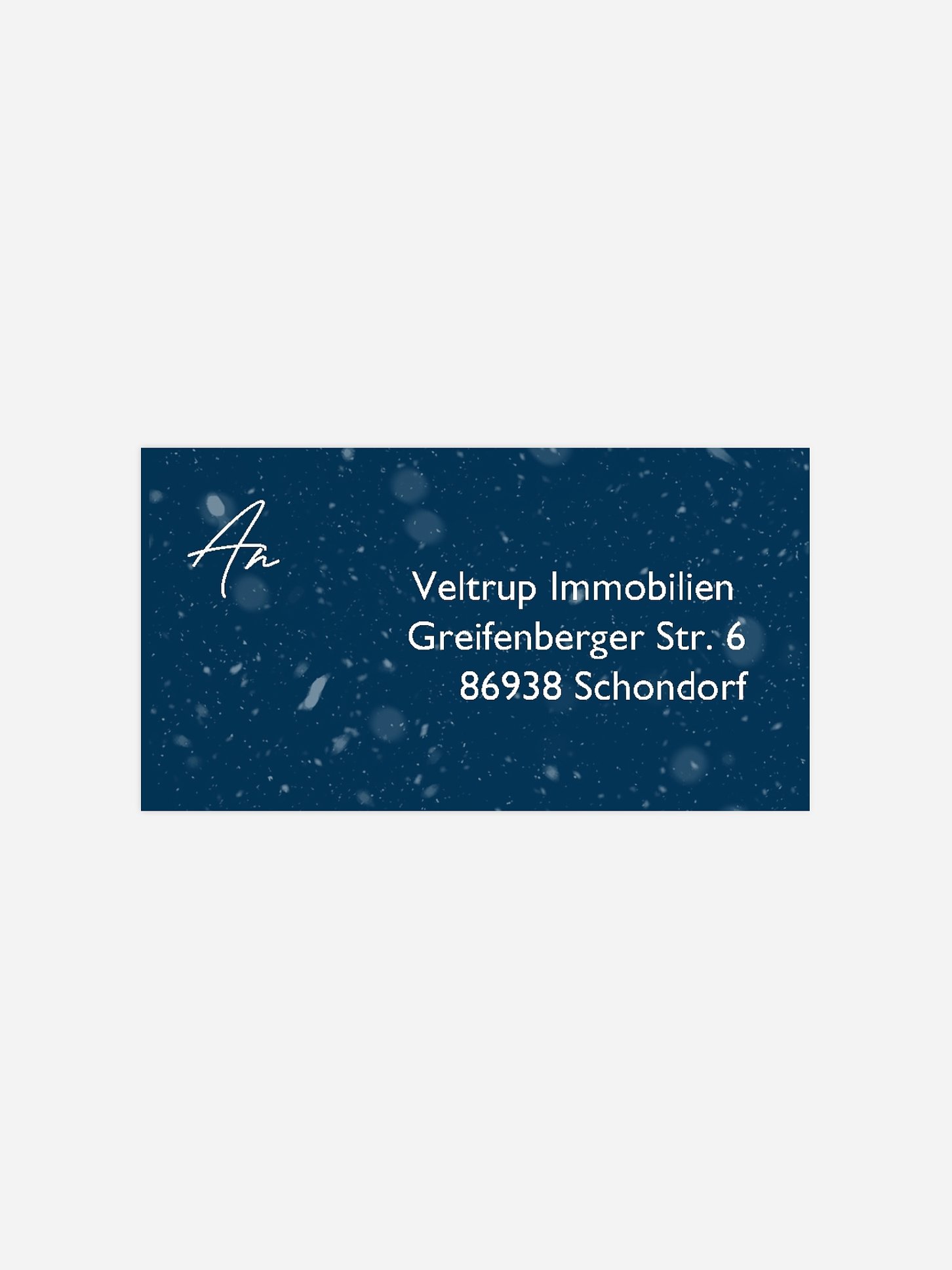 Empfängeraufkleber geschäftl. Weihnachten Schneetreiben