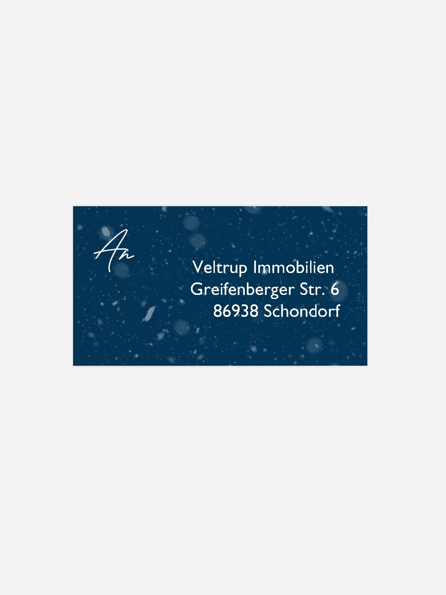 Empfängeraufkleber geschäftl. Weihnachten Schneetreiben