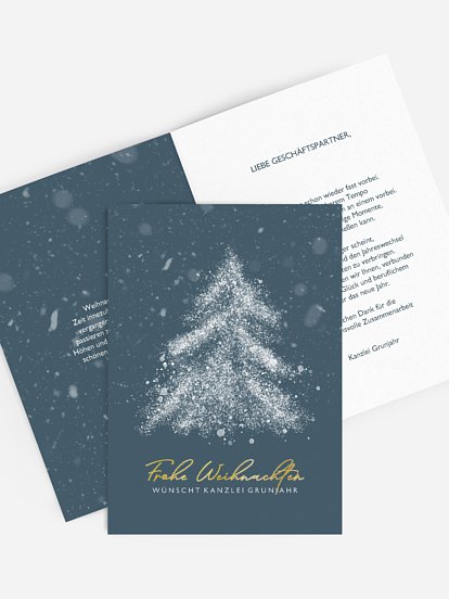 Geschäftliche Weihnachtskarte Schneetreiben