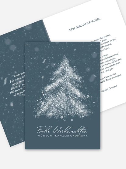 Geschäftliche Weihnachtskarte Schneetreiben