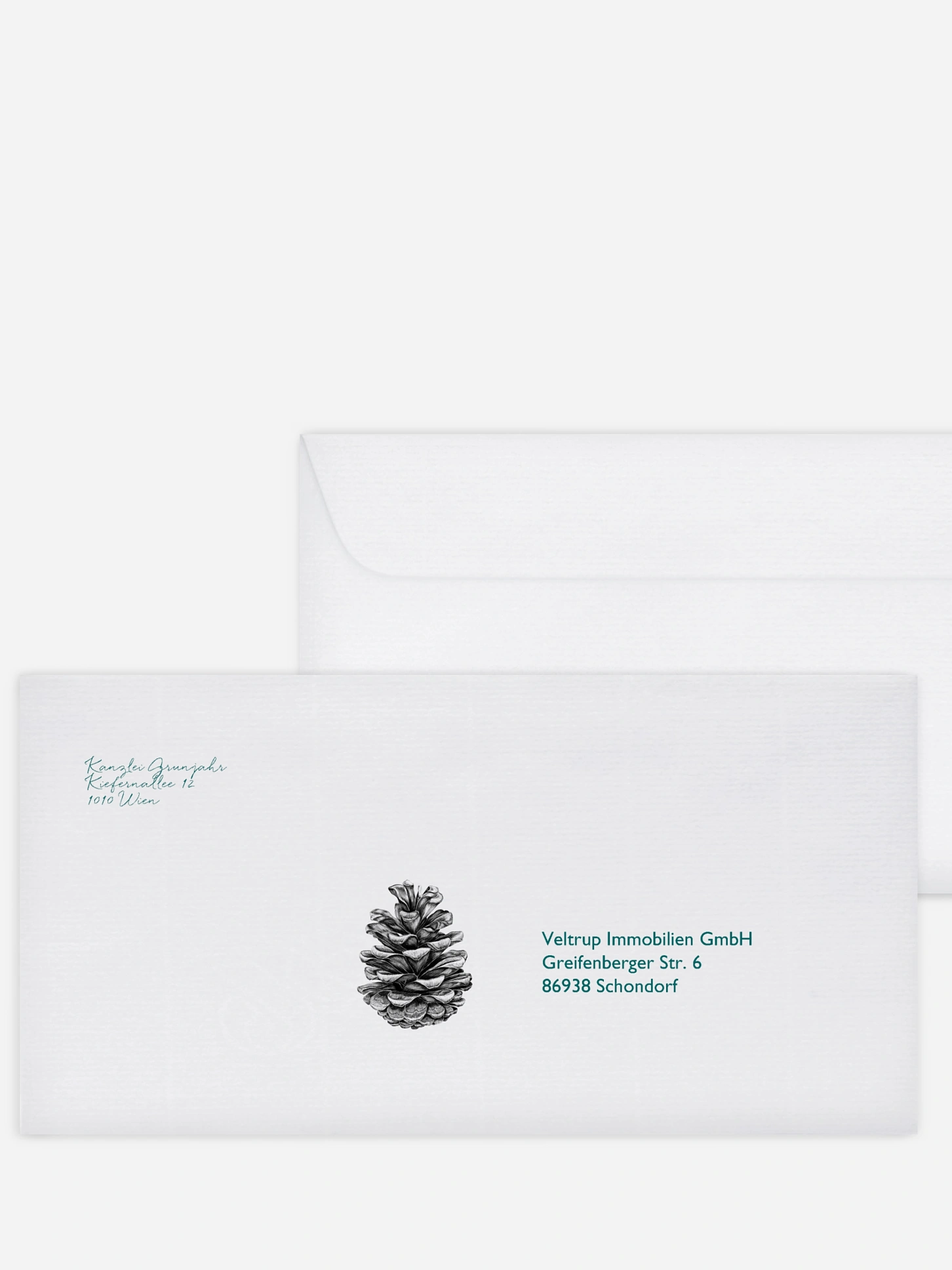 Bedruckte Umschläge geschäftl. Weihnachten Pinecone