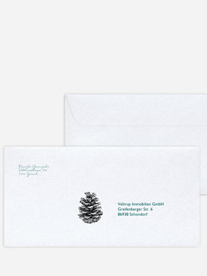 Bedruckte Umschläge geschäftl. Weihnachten Pinecone