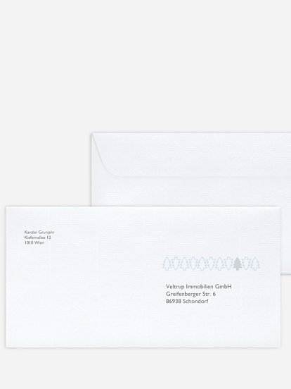 Bedruckte Umschläge geschäftl. Weihnachten Tannenzauber