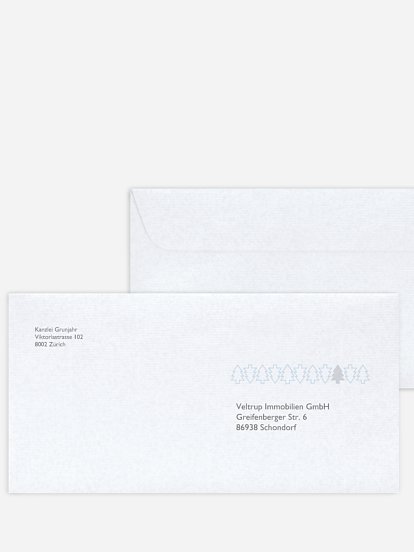 Bedruckte Umschläge geschäftl. Weihnachten Tannenzauber