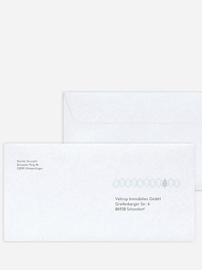 Bedruckte Umschläge geschäftl. Weihnachten Tannenzauber