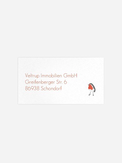 Empfängeraufkleber geschäftl. Weihnachten Vögelchen im Winterwald