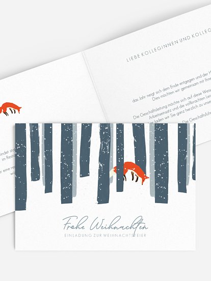 Weihnachtsfeier Fuchs im Winterwald