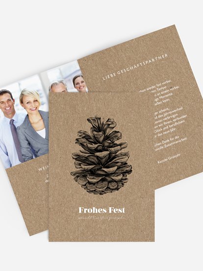 Geschäftliche Weihnachtskarte Pinecone Kraftpapier