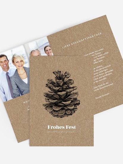 Geschäftliche Weihnachtskarte Pinecone Kraftpapier