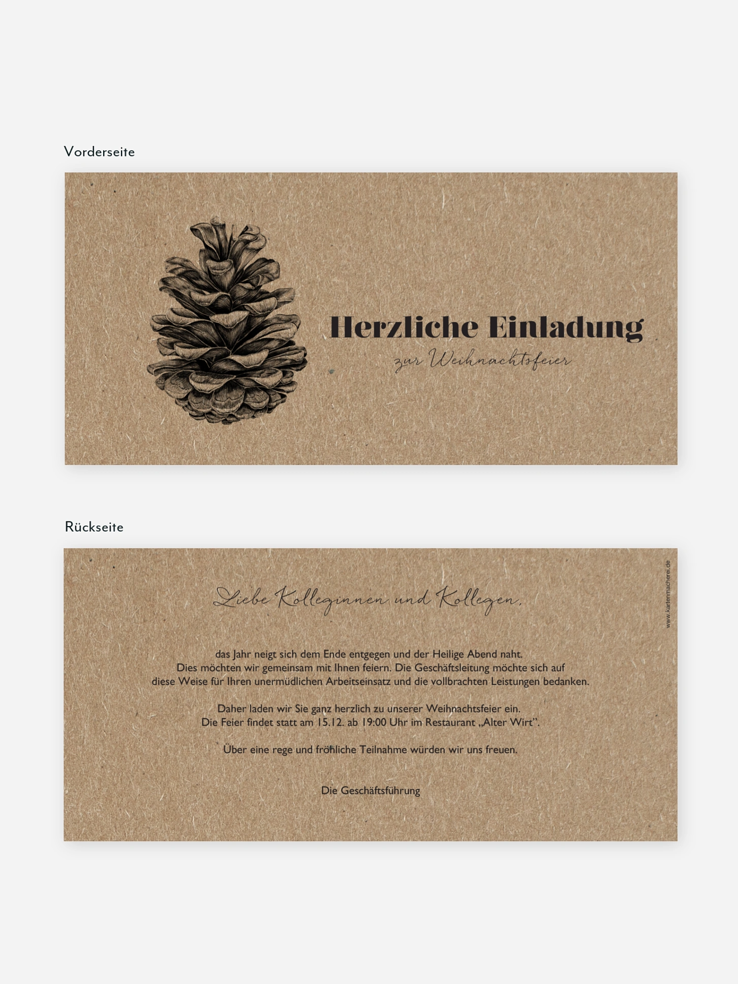 Weihnachtsfeier Pinecone Kraftpapier