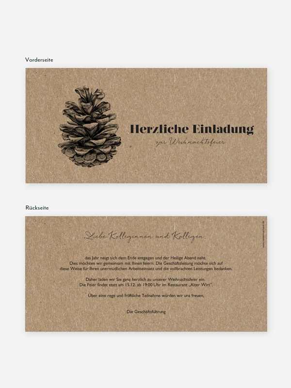 Weihnachtsfeier Pinecone Kraftpapier