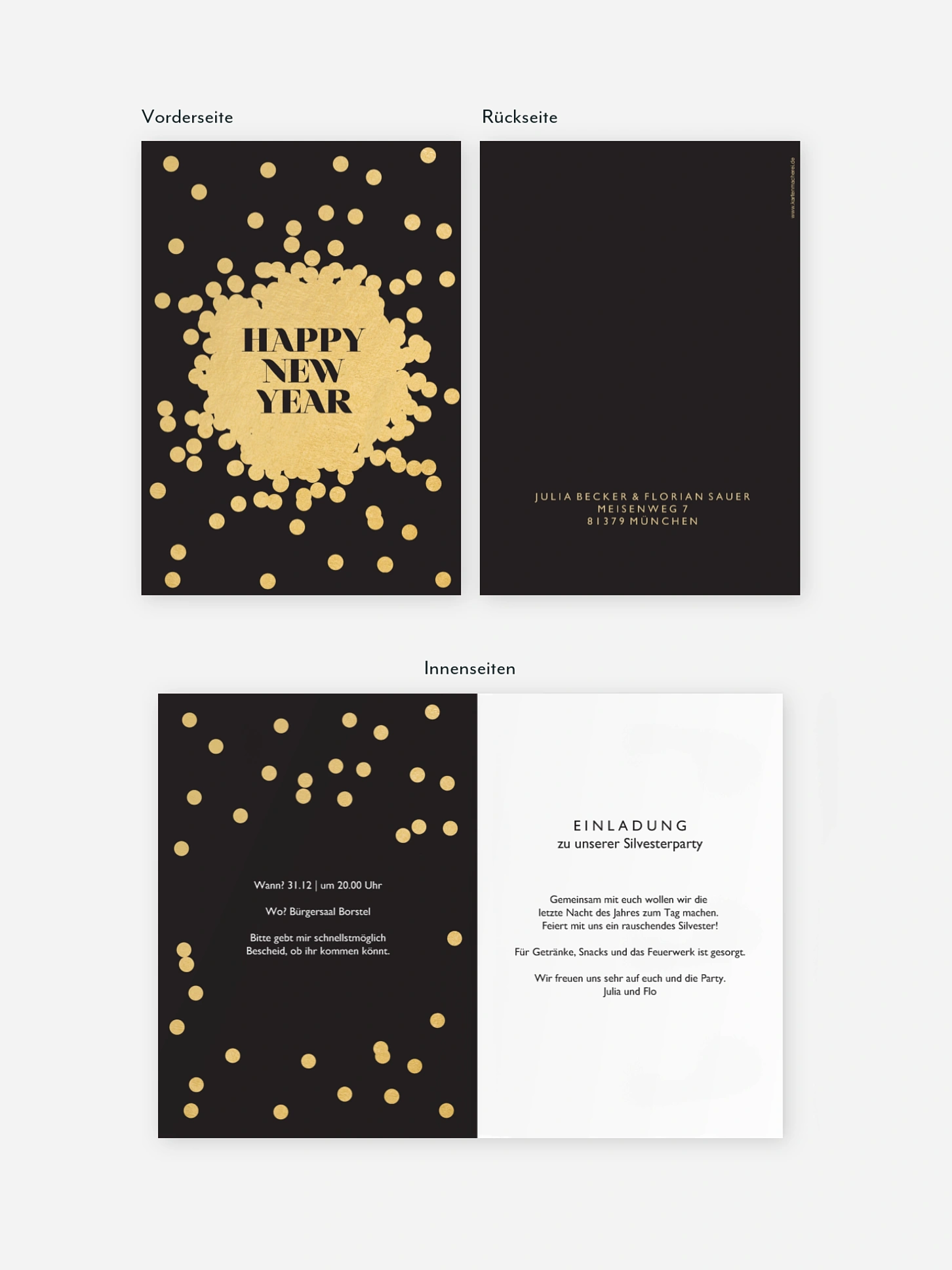 Partyeinladung Golden Sparkles