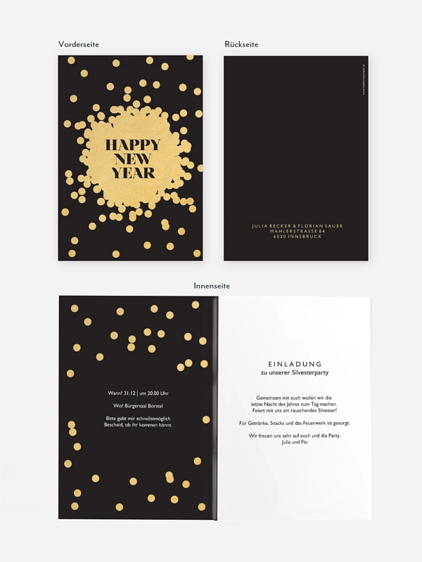 Partyeinladung Golden Sparkles