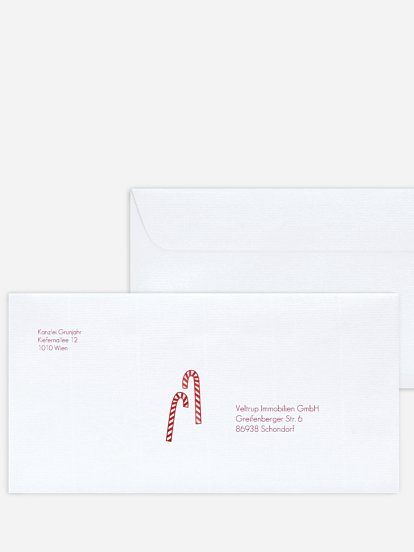 Bedruckte Umschläge geschäftl. Weihnachten Zuckerstange