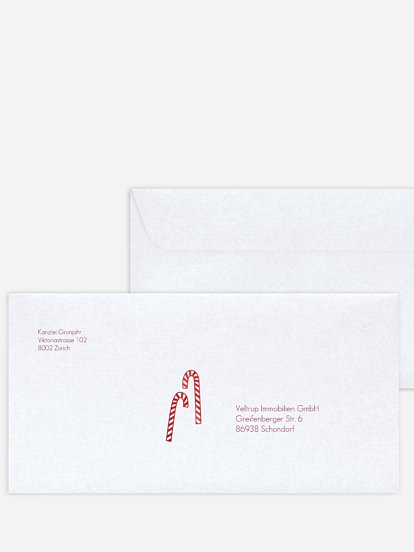 Bedruckte Umschläge geschäftl. Weihnachten Zuckerstange