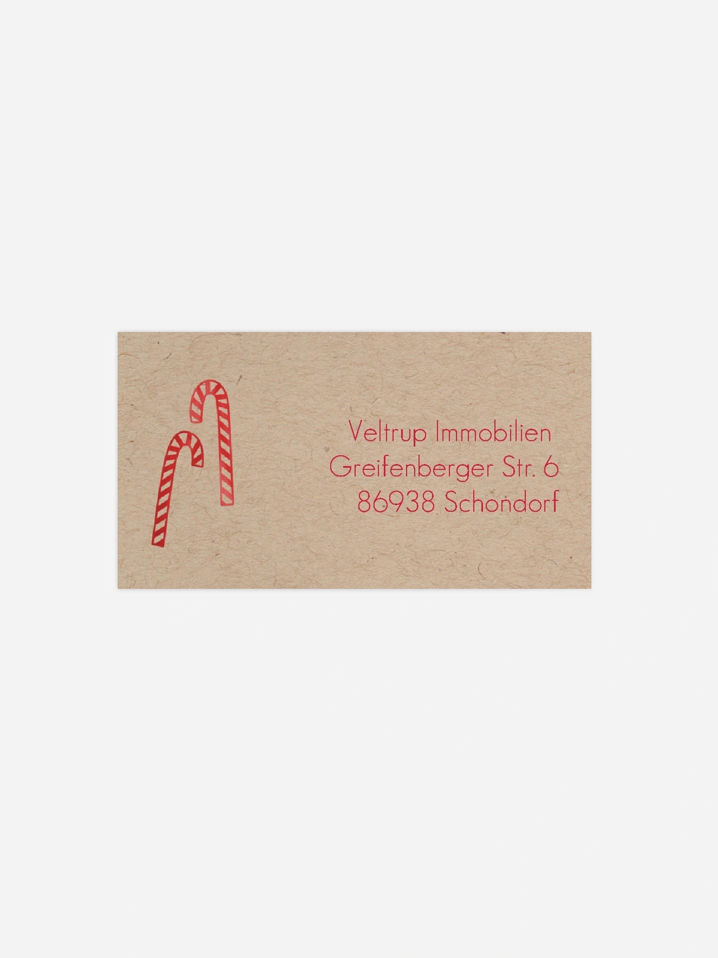 Empfängeraufkleber geschäftl. Weihnachten Zuckerstange