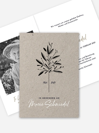 Trauerkarte Weidenzweig