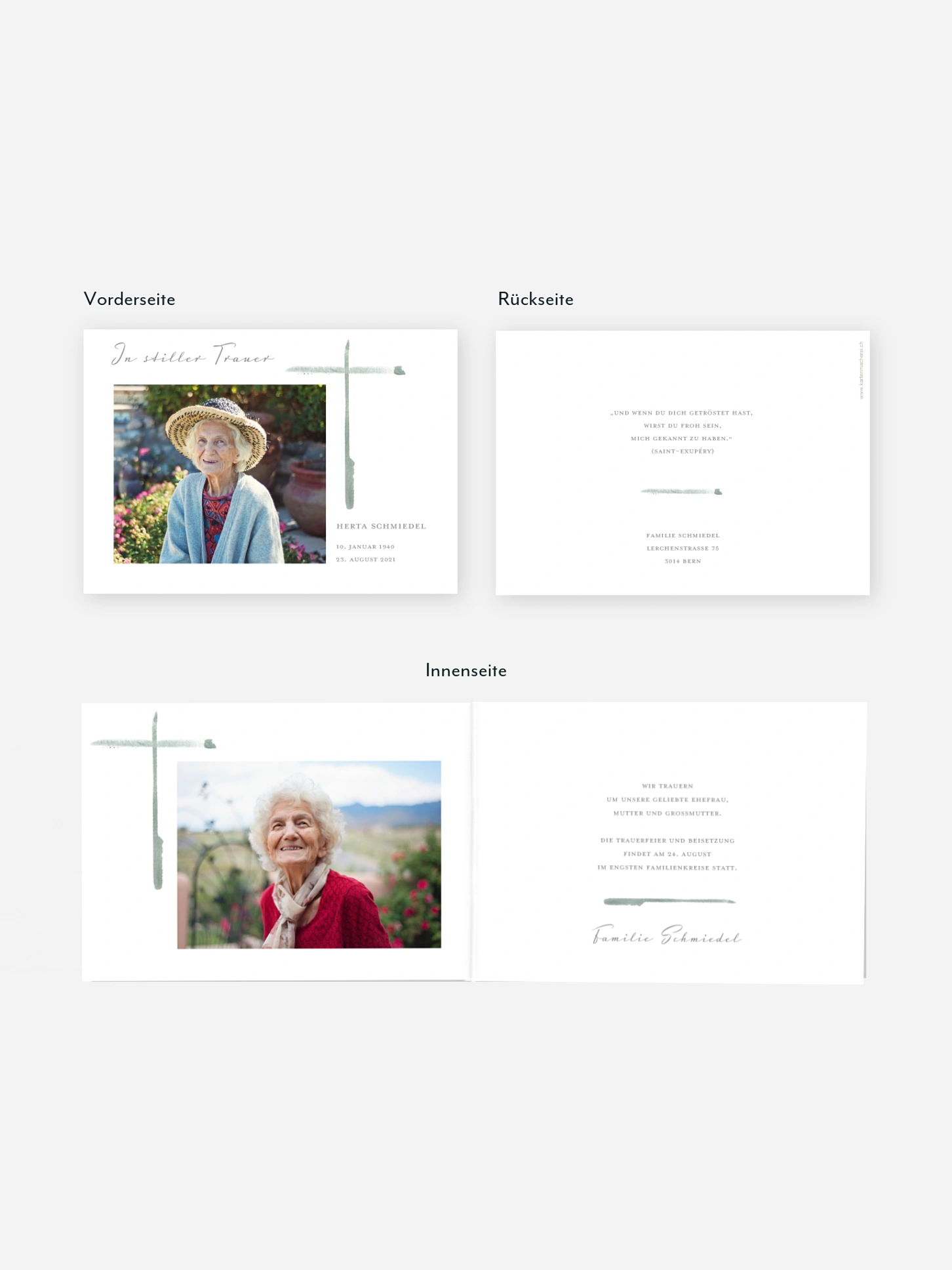 Trauerkarte Aquarell Kreuz