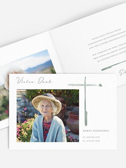 Trauerdanksagung Aquarell Kreuz