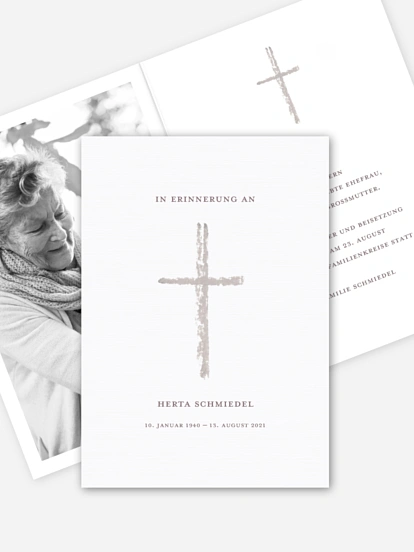 Trauerkarte Simples Kreuz