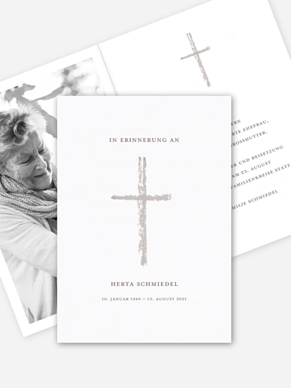 Trauerkarte Simples Kreuz