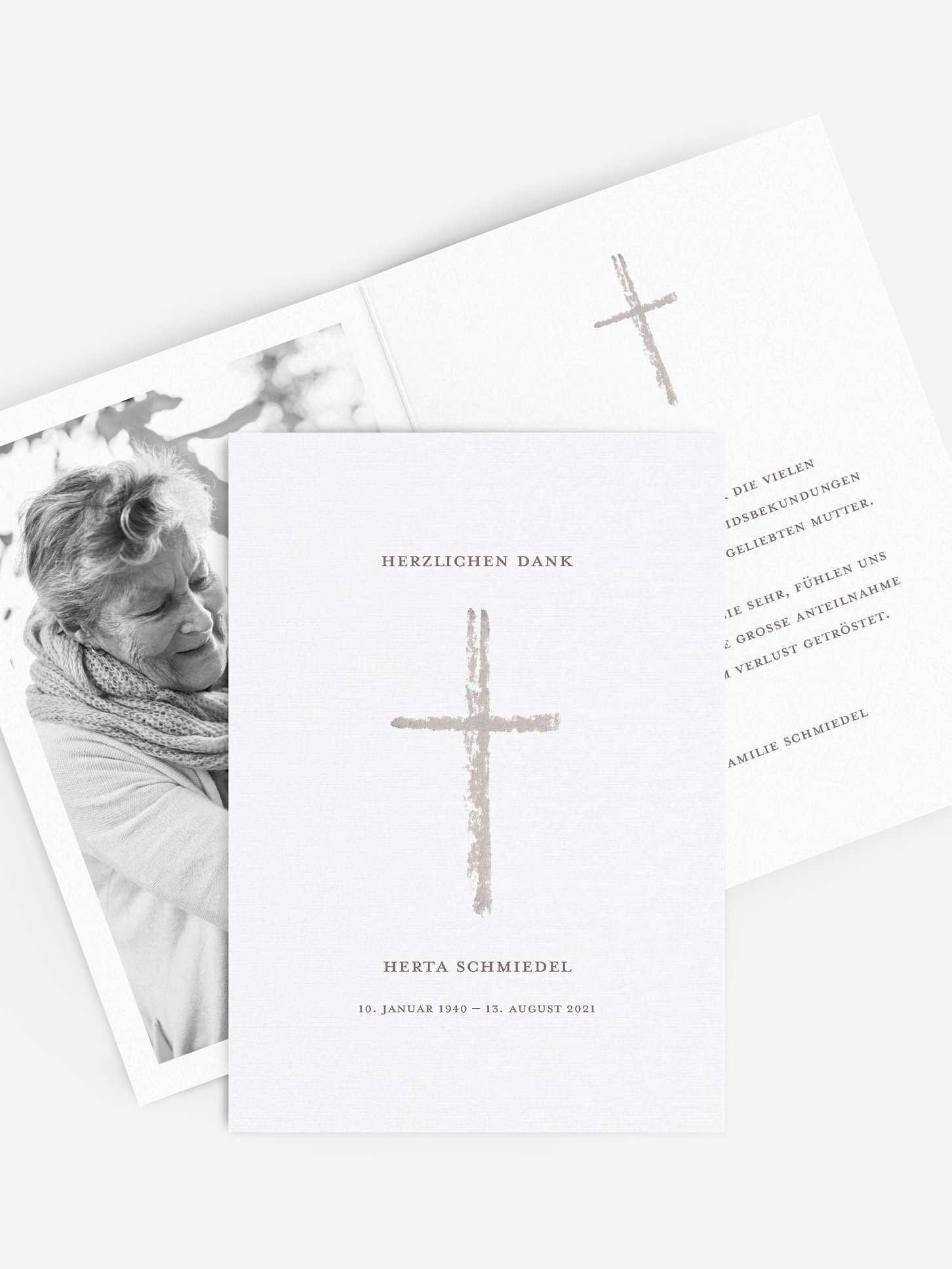 Trauerdanksagung Simples Kreuz