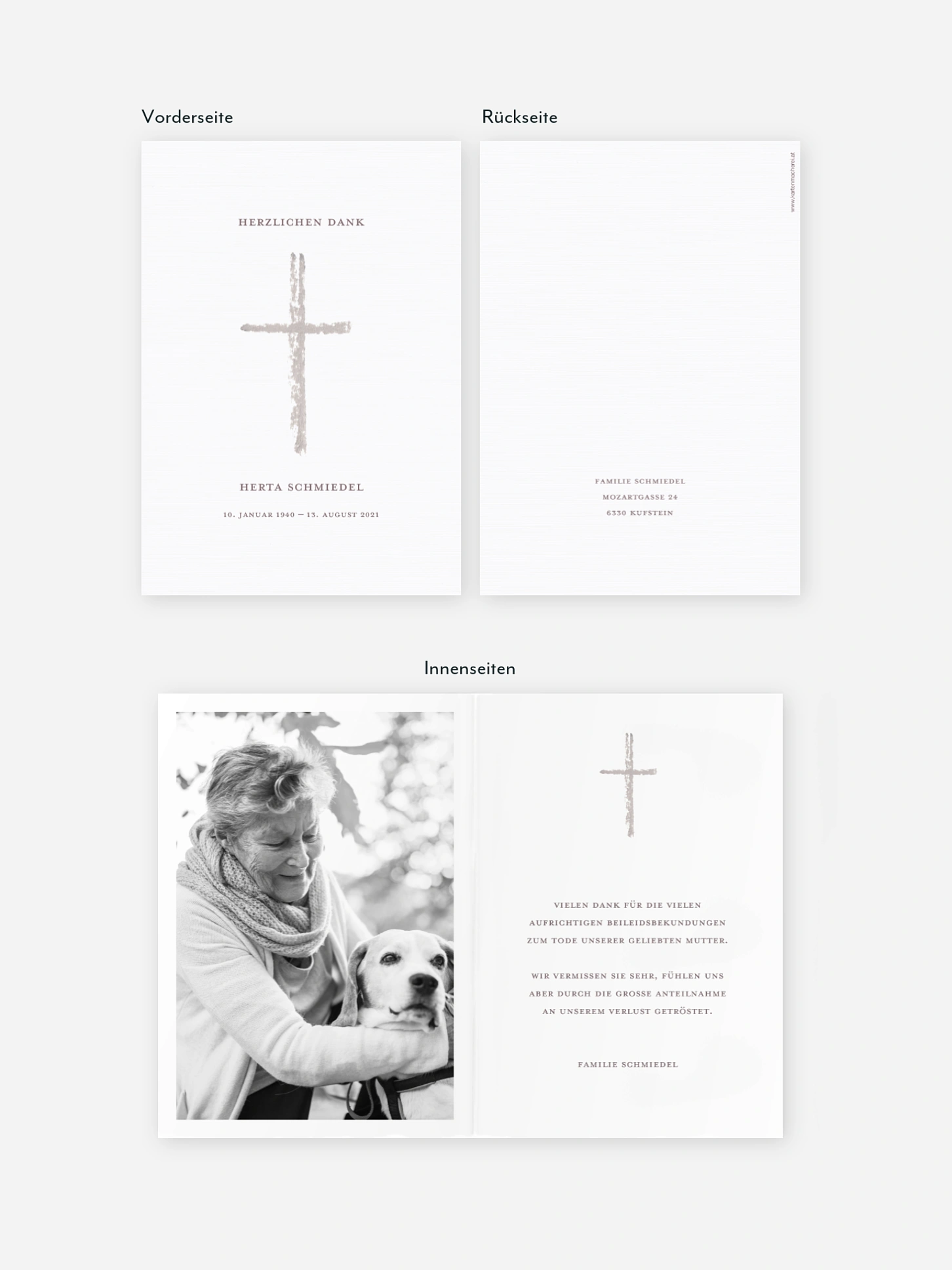 Trauerdanksagung Simples Kreuz