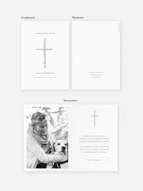 Trauerdanksagung Simples Kreuz