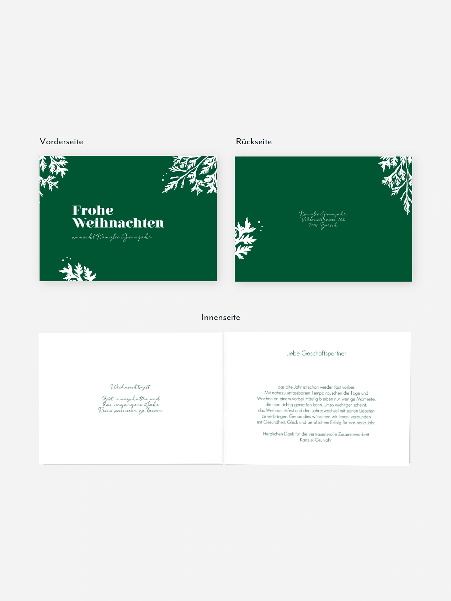 Geschäftliche Weihnachtskarte Decent Greetings
