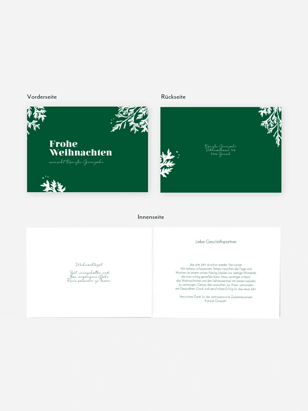 Geschäftliche Weihnachtskarte Decent Greetings
