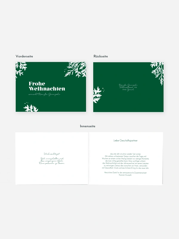 Geschäftliche Weihnachtskarte Decent Greetings